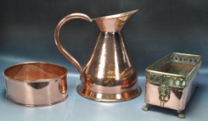 19TH CENTURY VICTORIAN RECTANGULAR COPPER PLANTER AND JUG