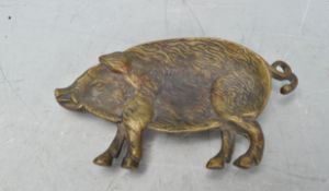 20TH CENTURY BRASS PIG PIN TRAY