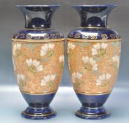 TWO EARLY 20TH CENTURY ROYAL DOULTON LAMBETH SLATER STONEWARE VASES