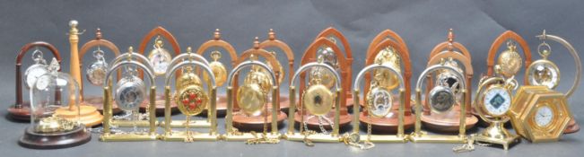 LARGE COLLECTION OF POCKET WATCHES AND A FISHEYE DESK CLOCK.