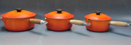 COLLECTION OF VINTAGE 20TH CENTURY CAST IRON ENAMEL LE CREUSET POTS