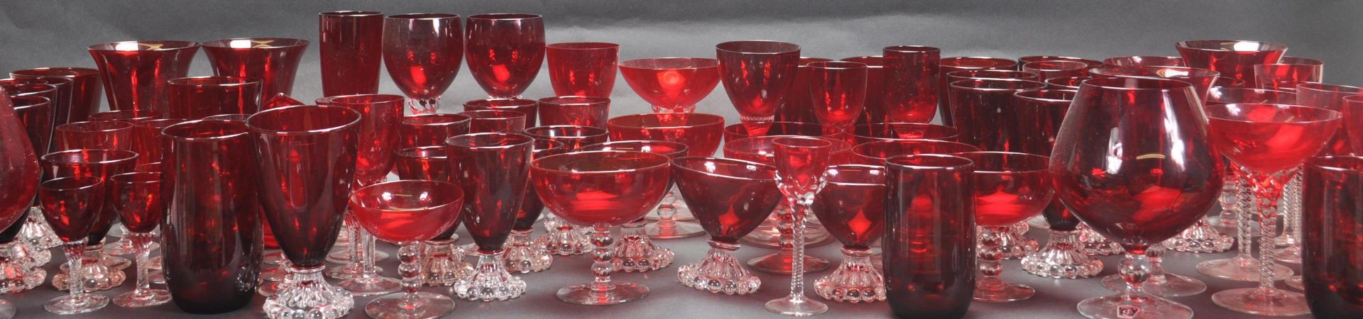 LARGE MIXED COLLECTION OF RED ANCHOR HOCKING GLASSWARE