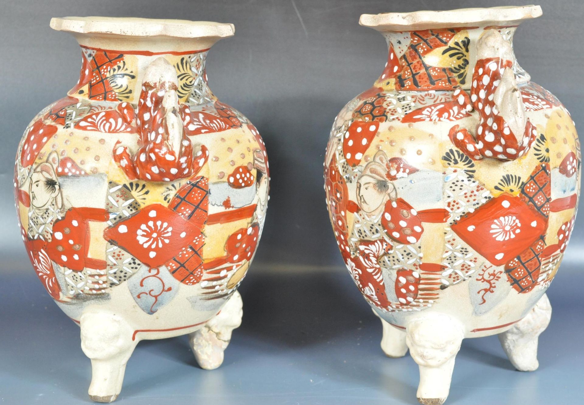 TWO JAPANESE SATSUMA URNS / VASES - Image 2 of 5