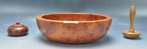 BURR WALNUT FRUIT BOWL AND TRINKETS BOX