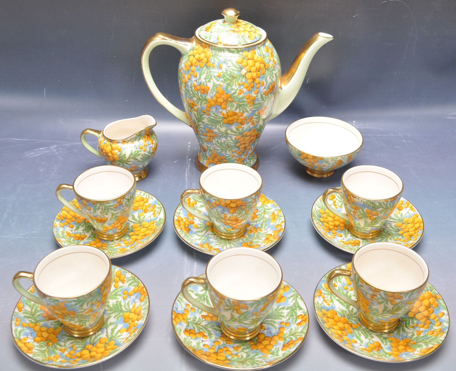 EARLY 20TH CENTURY 1930S GOLDEN WATTLE TEA SERVICE - Image 2 of 10