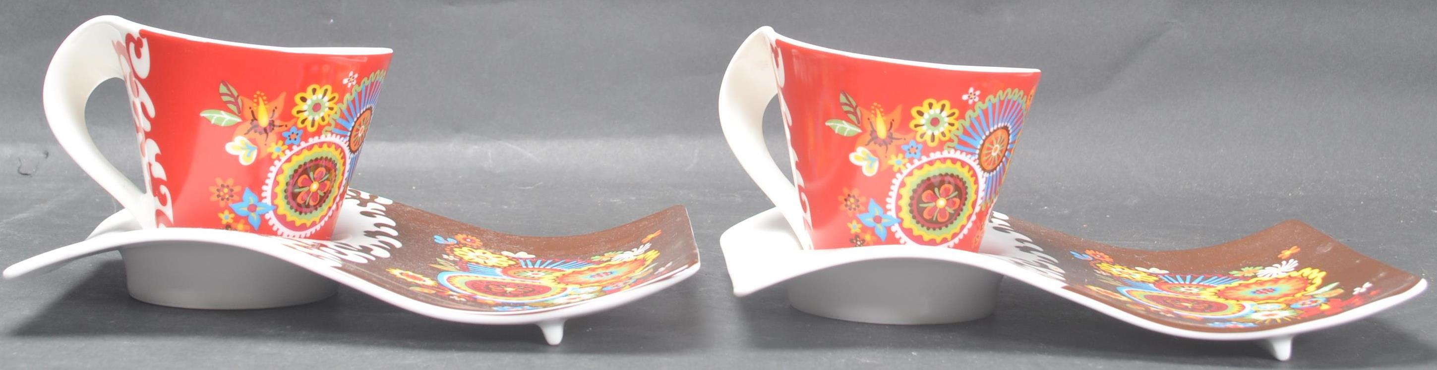TWO VILLEROY & BOCH TEA CUPS AND SAUCERS