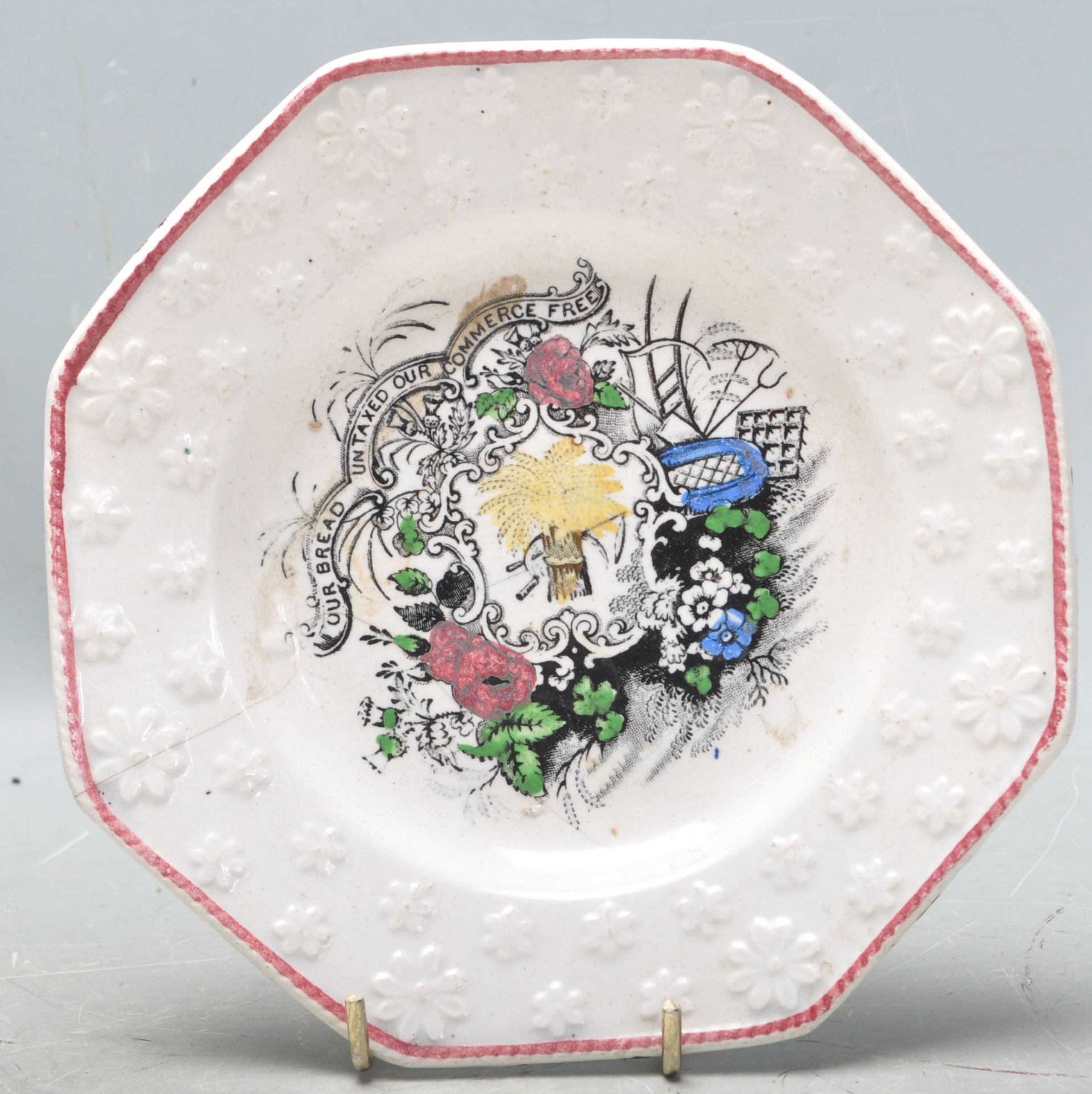 19TH CENTURY CORN LAWS PLATE AND OTHER