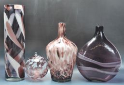 FOUR VINTAGE RETRO 20TH CENTURY ART STUDIO PURPLE GLASS WARE