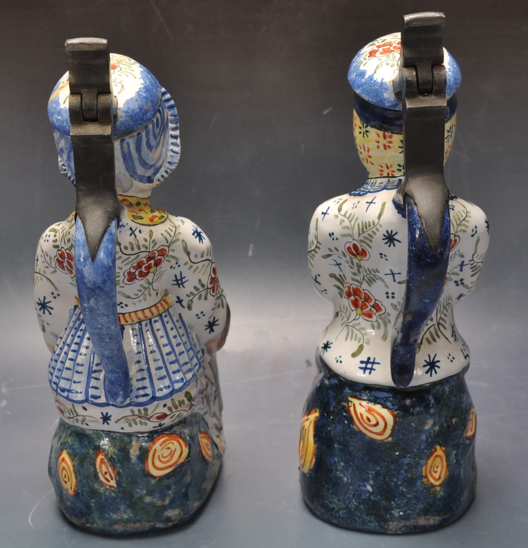 PAIR OF 20TH CENTURY QUIMPER FIGURAL JUGS. - Image 3 of 5