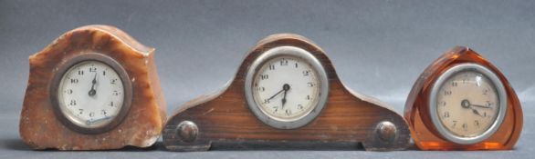 GROUP OF THREE ART DECO DESK CLOCKS.