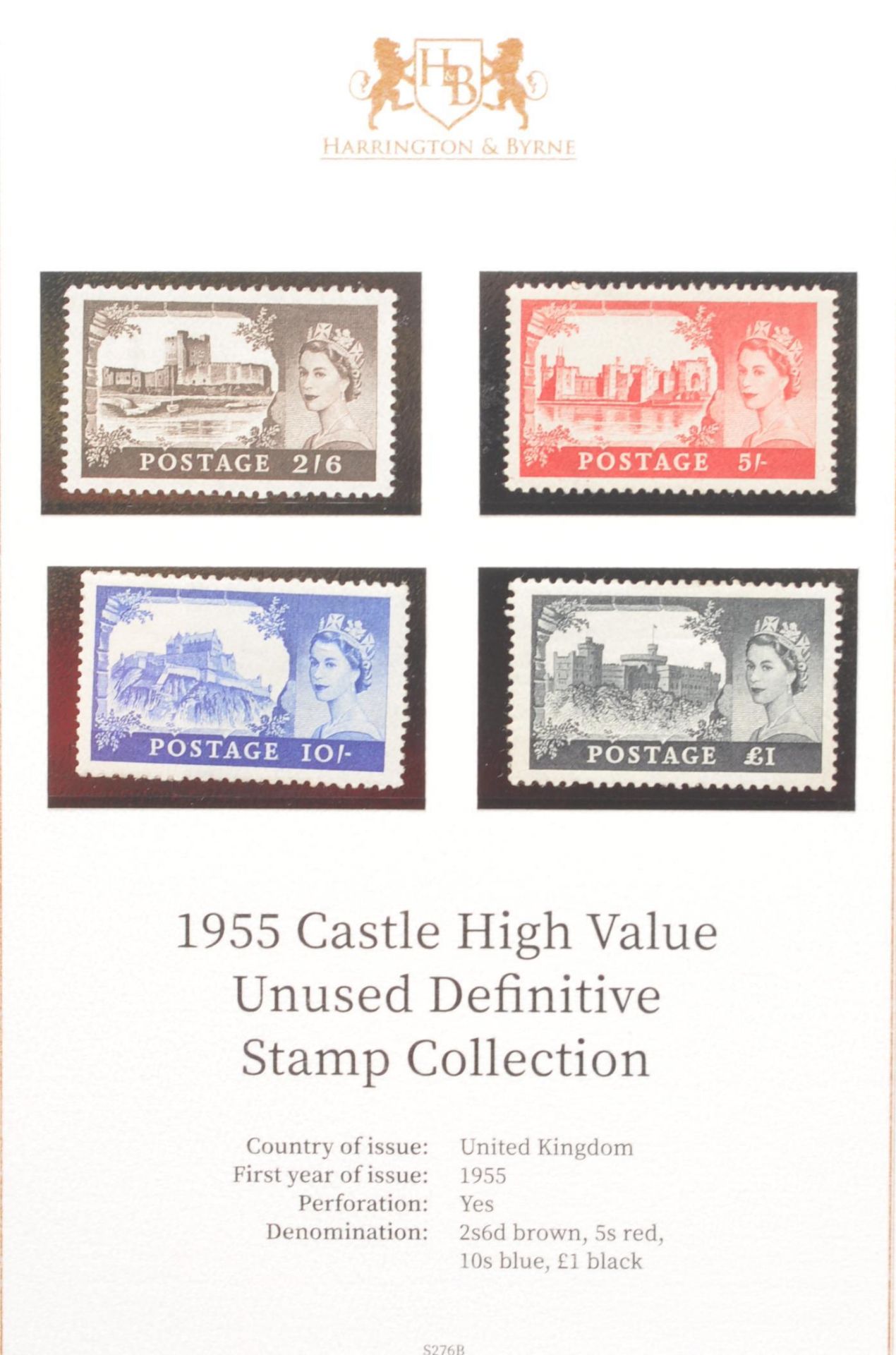 STAMPS - 1955 CASTLE HIGH VALUE UNUSED DEFINITIVE STAMP COLLECTION - Image 3 of 4