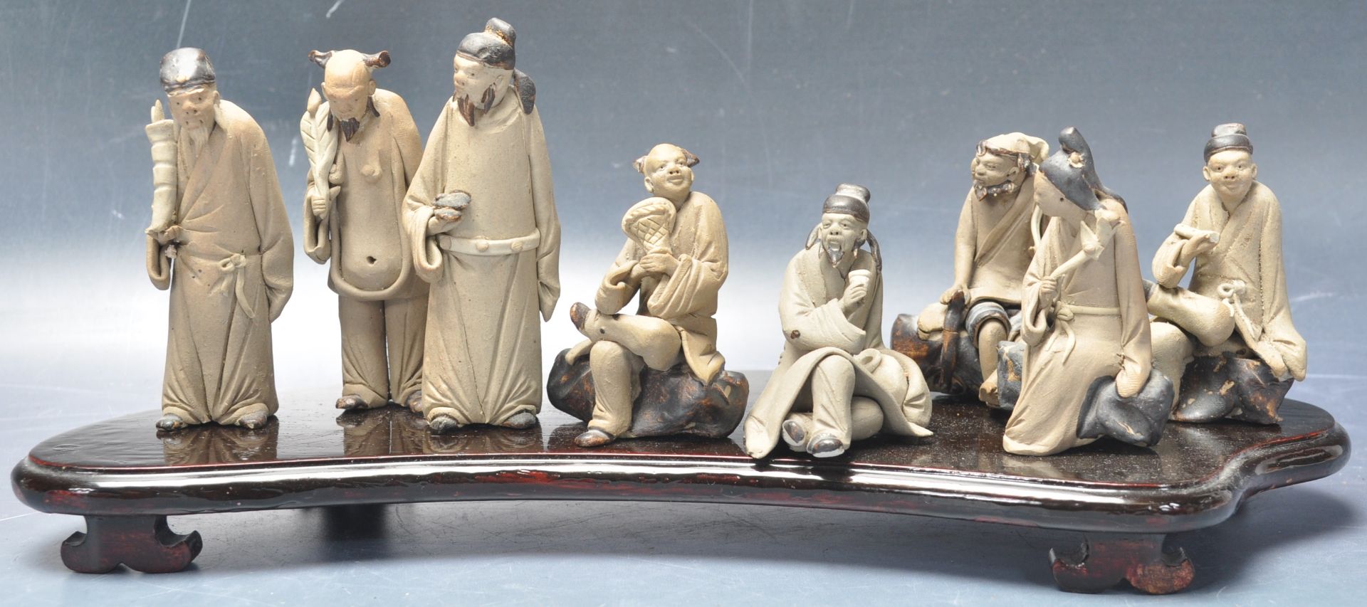 20TH CENTURY CHINESE FIGURAL GROUP OF 8 DAOIST IMMORTALS