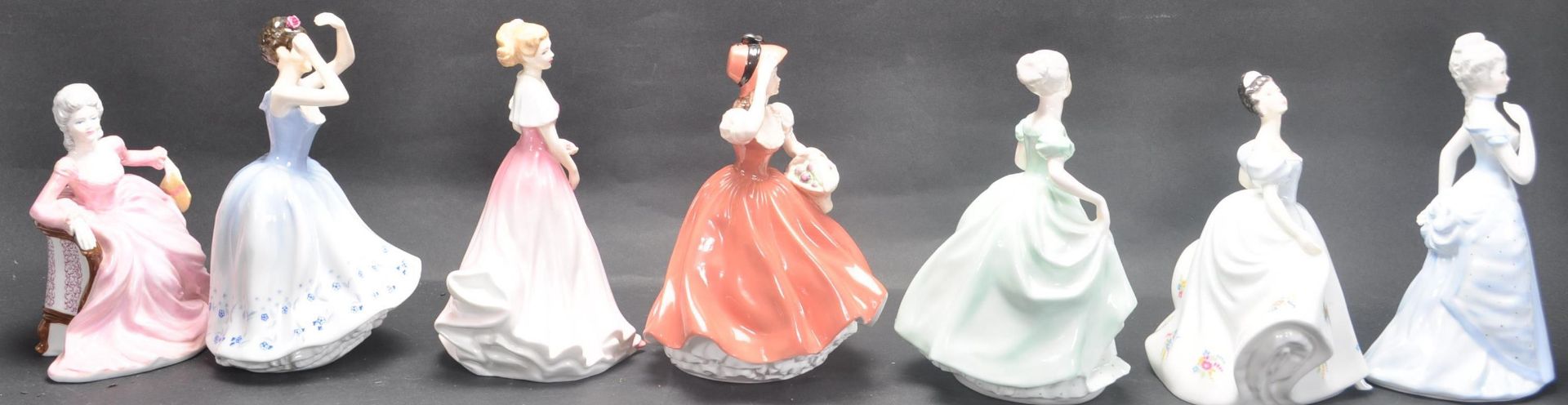 GROUP OF SEVEN CERAMIC PORCELAIN LADIES FIGURINES - Image 2 of 6