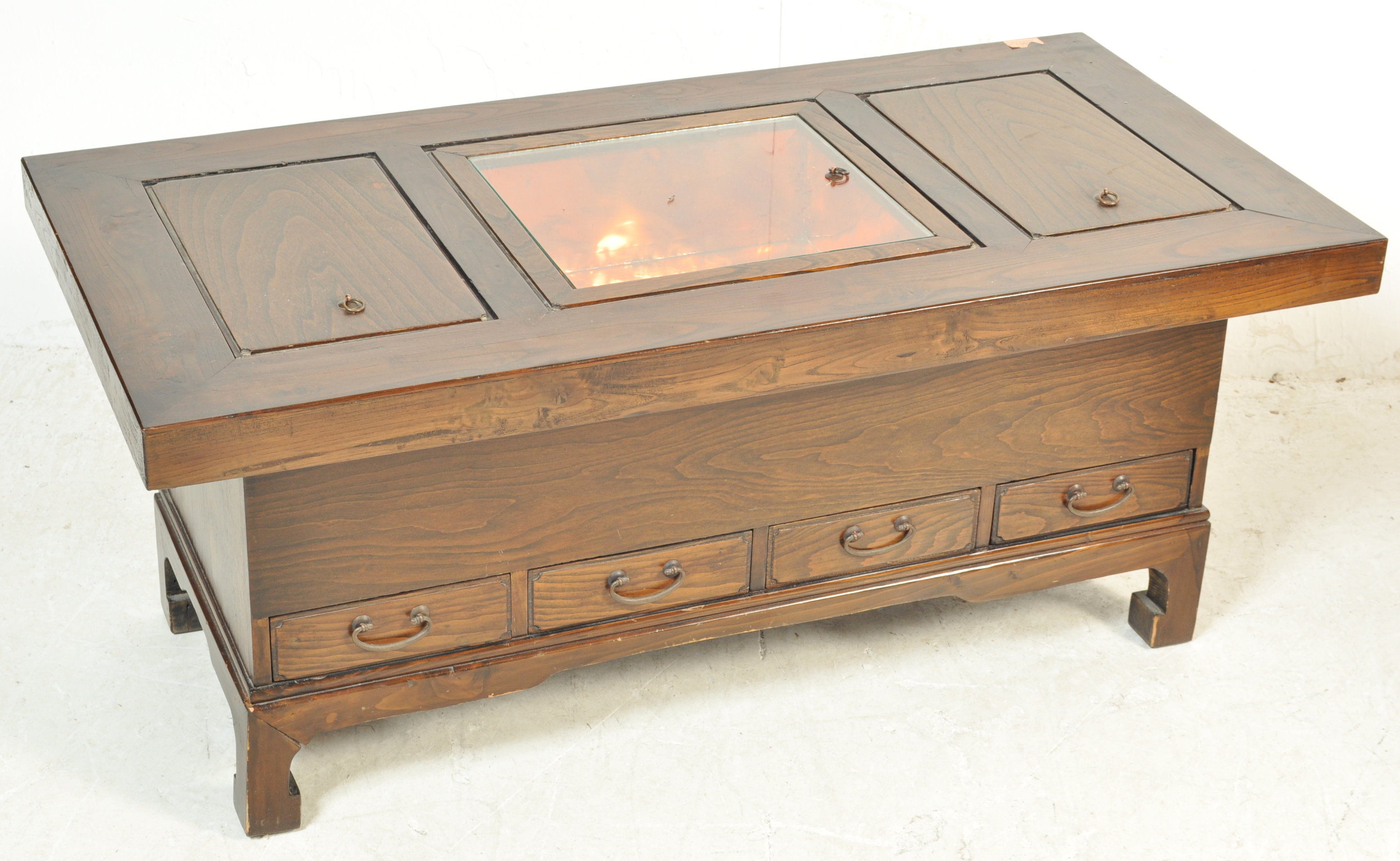 20TH CENTURY KOREAN ELM HARDWOOD COFFEE TABLE BBQ - Image 2 of 5