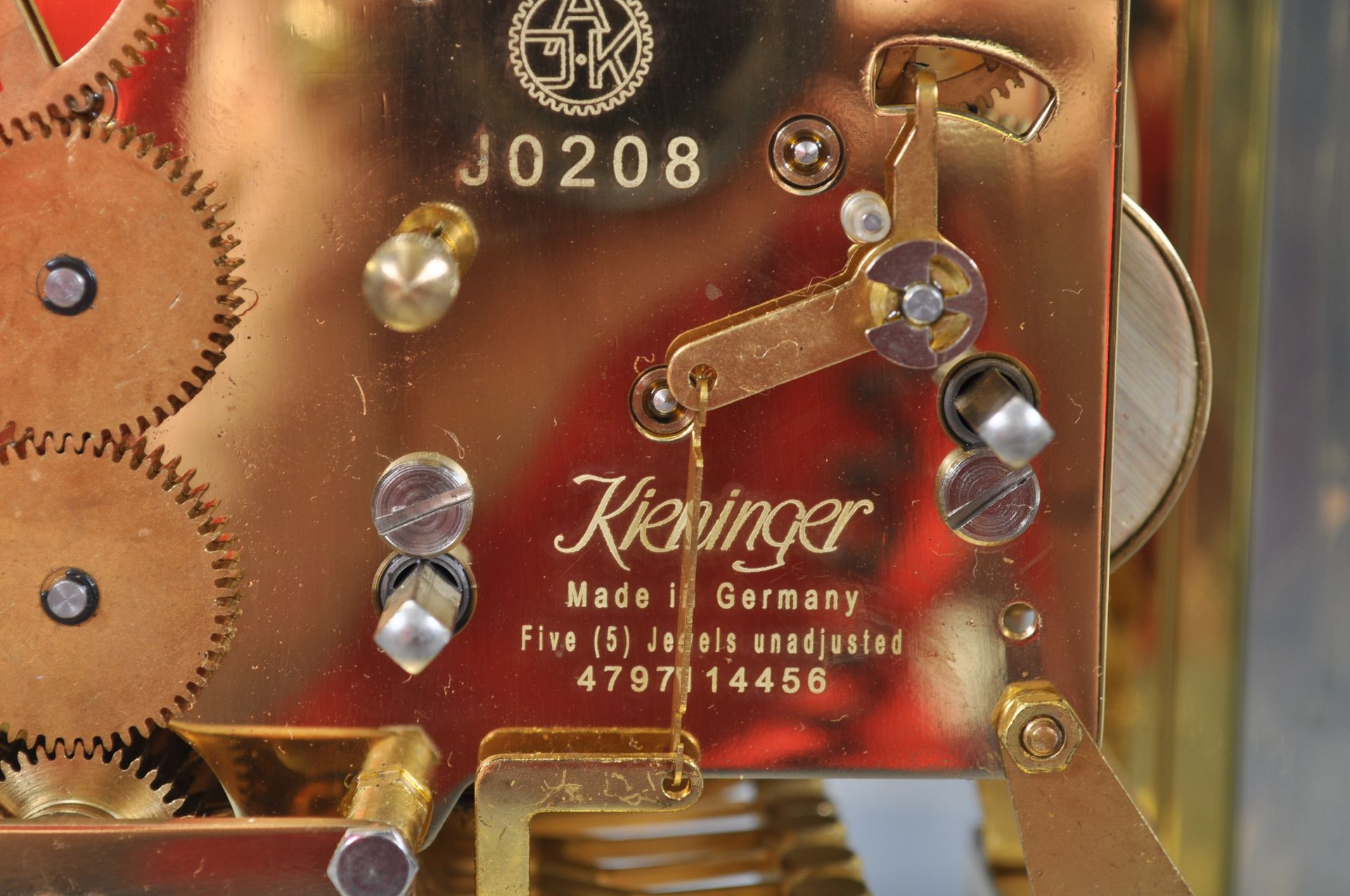LARGE 21ST CENTURY KIENINGER BRASS CASED BRACKET CLOCK. - Image 5 of 7