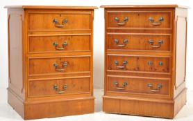 PAIR OF REGENCY REVIVAL YEW WOOD AND LEATHER FILING CABINETS