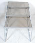 RETRO VINTAGE LATE 20TH CENTURY CHROME NEST OF TABLES