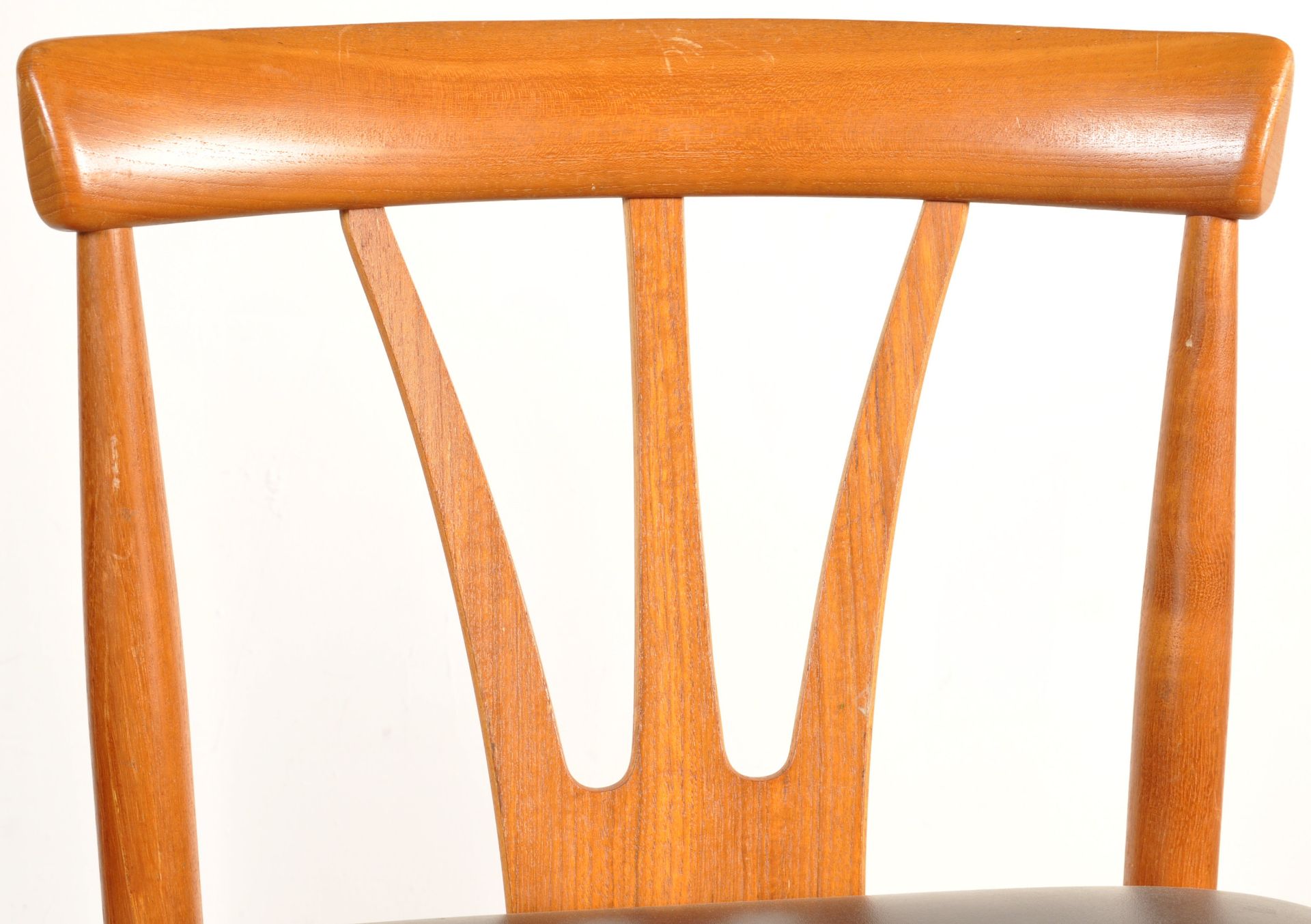 FOUR TEAK WOOD FRAME DANISH INSPIRED DINING CHAIRS AND A DROP LEAF DINING TABLE - Image 5 of 6