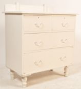 VICTORIAN 19TH CENTURY WHITE PAINTED 2 OVER 2 CHEST OF DRAWERS