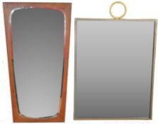 TWO 20TH CENTURY WALL HANGING MIRRORS.