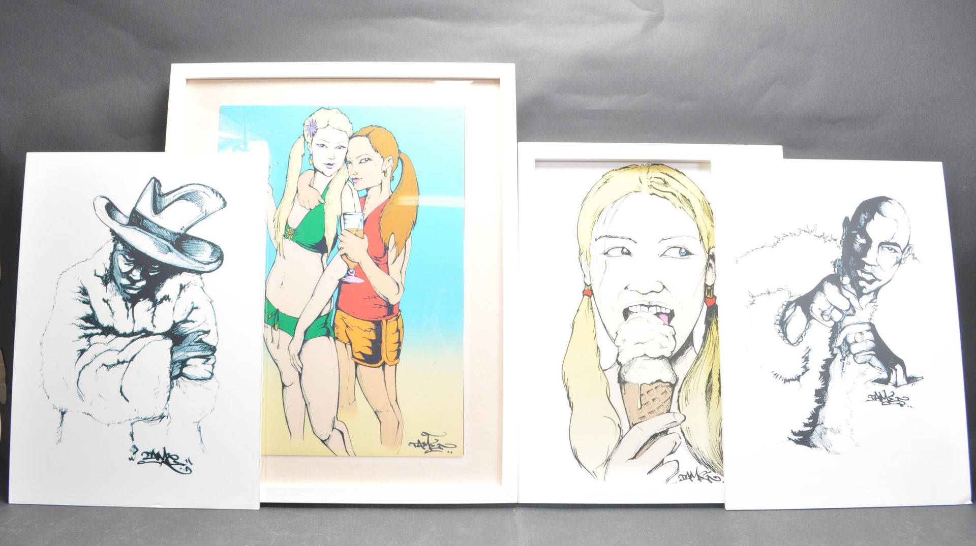 FOUR URBAN GRAFFITI ART PRINTS BY BRISTOL STREET ARTIST TAME