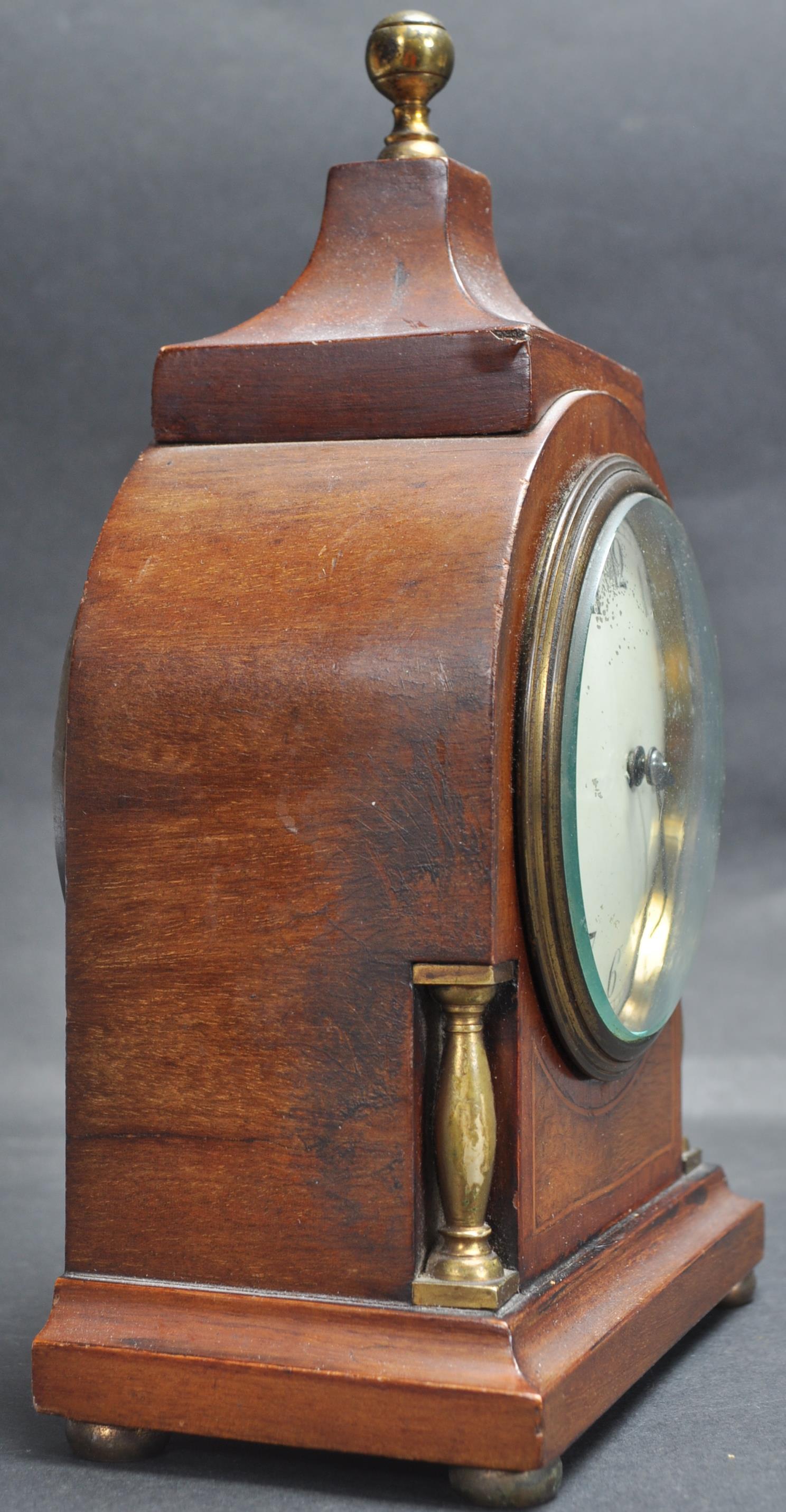 EDWARDIAN MAHOGANY LINE INLAID 8DAY MANTEL CLOCK - Image 2 of 6