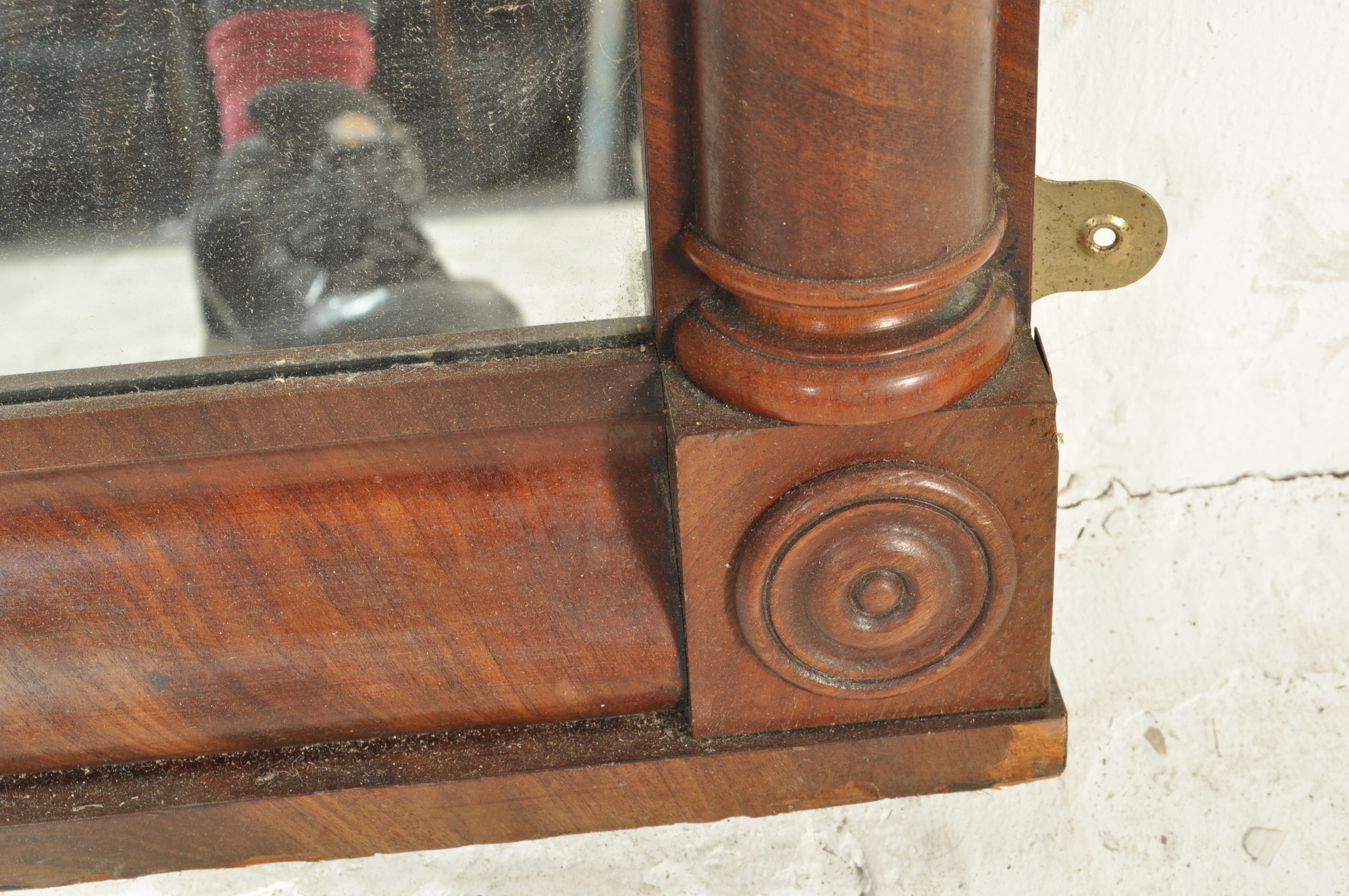 19TH CENTURY GEORGE III MAHOGANY MIRROR WITH TURNED COLUMNS - Image 5 of 6