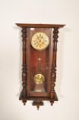 VICTORIAN 19TH CENTURY MAHOGANY 8 DAY WALL CLOCK