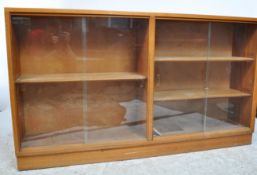 MID 20TH CENTURY TEAK WOOD SLIDING GLASS DOORS BOOKCASE CABINET