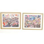 PAIR OF URBAN GRAFFITI ART PRINTS BY BRISTOL STREET ARTIST MINTO.