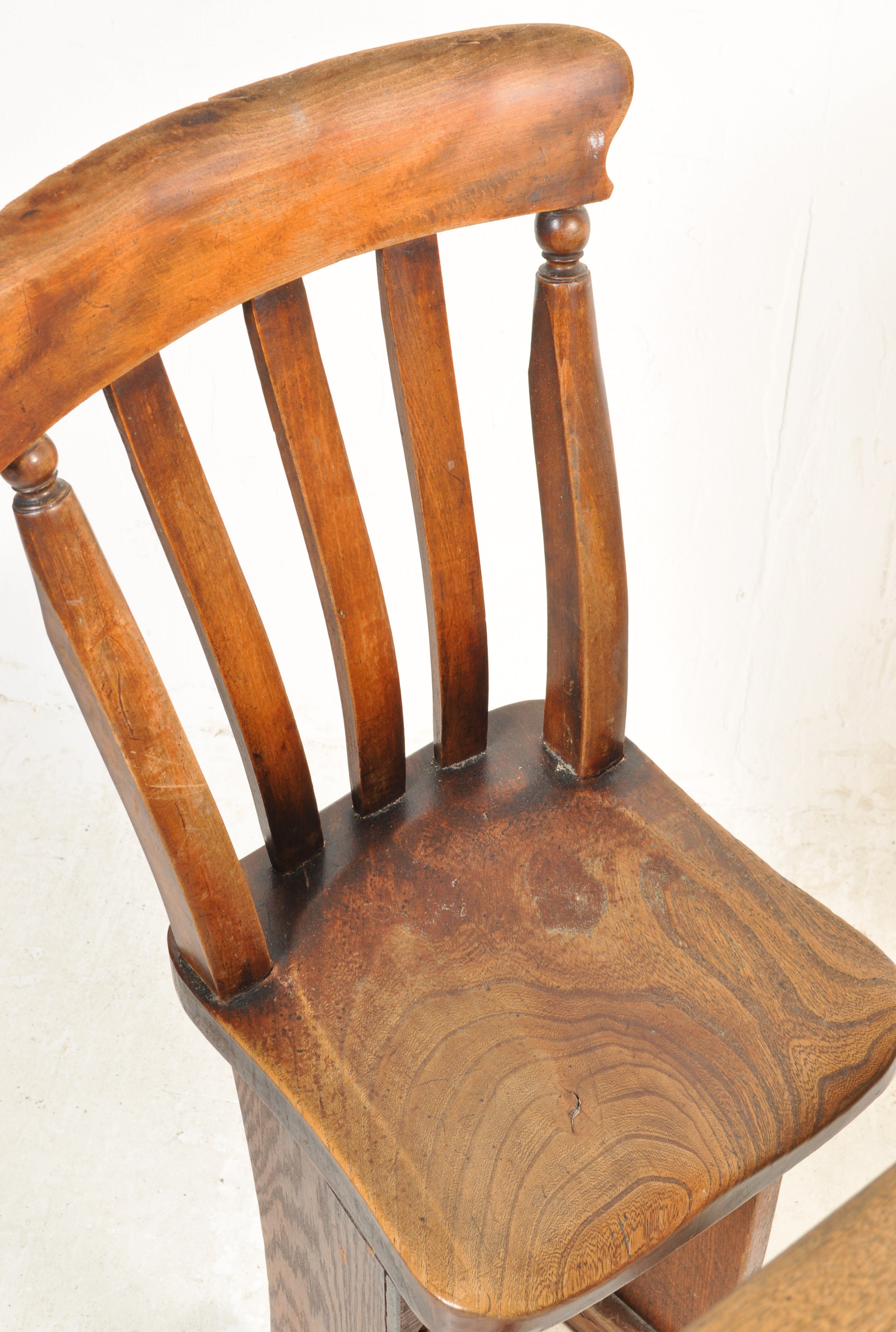 VICTORIAN 19TH CENTURY ELM SCHOOL DESK & CHAIR - Image 2 of 5