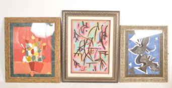 GROUP OF THREE MIXED MEDIA THREE DIMENTIONAL PRINTS TO INCLUDE GEORGE BRAQUE.