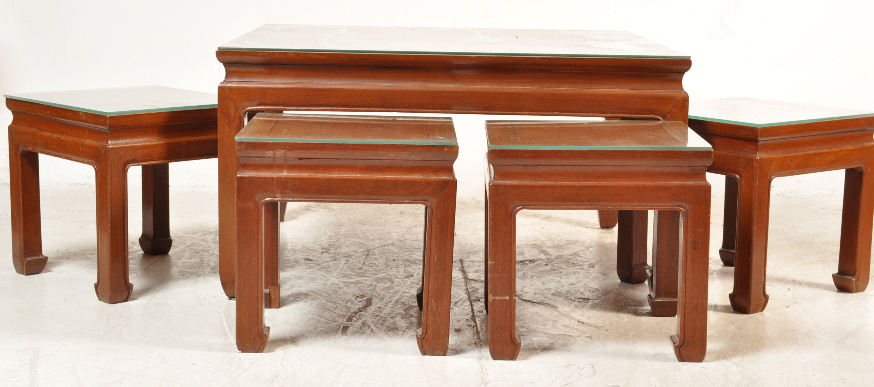 CHINESE ORIENTAL HARD WOOD NEST OF TABLES
