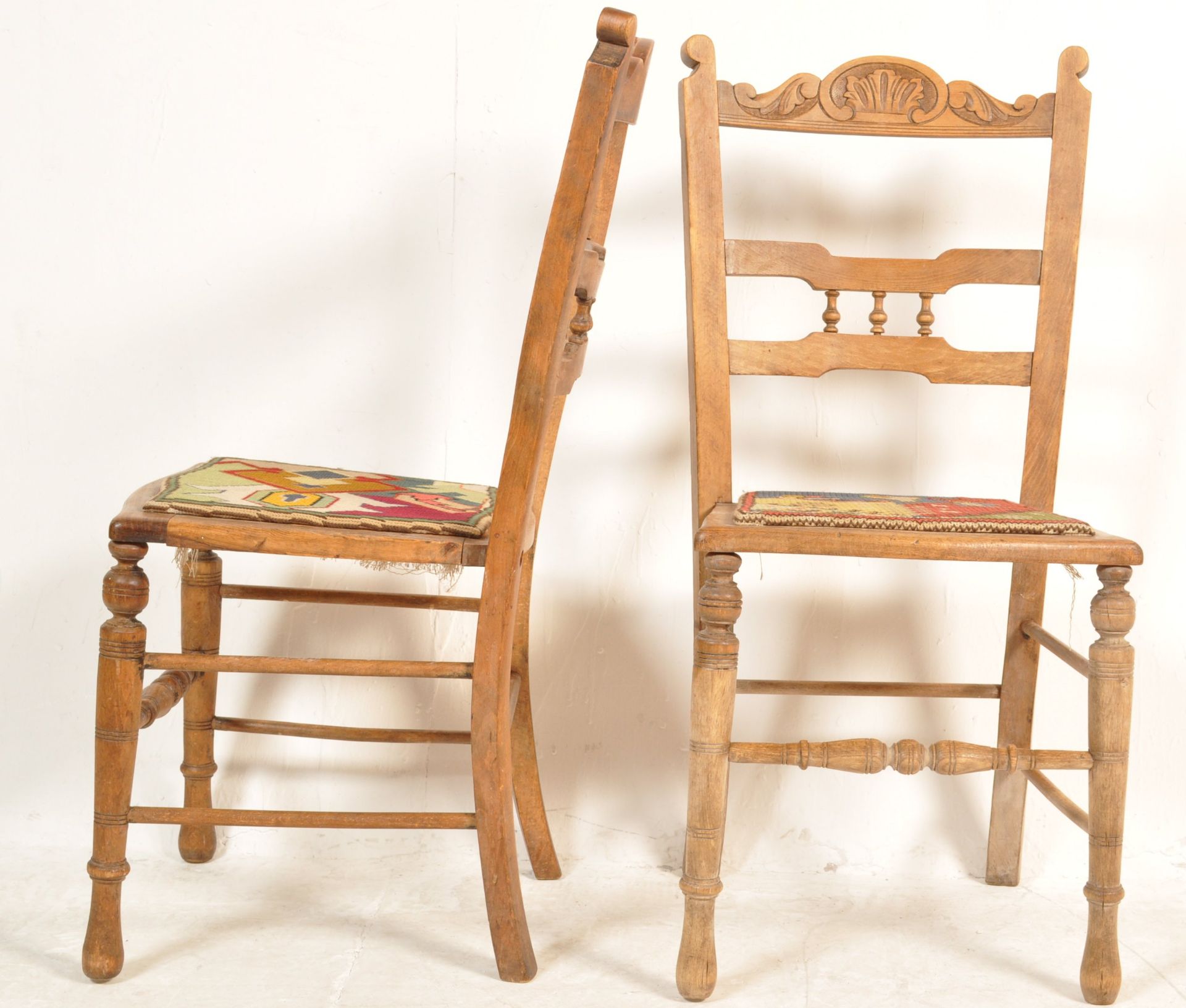 MATCHING SET OF FOUR EDWARDIAN OAK DINING CHAIRS - Image 7 of 8