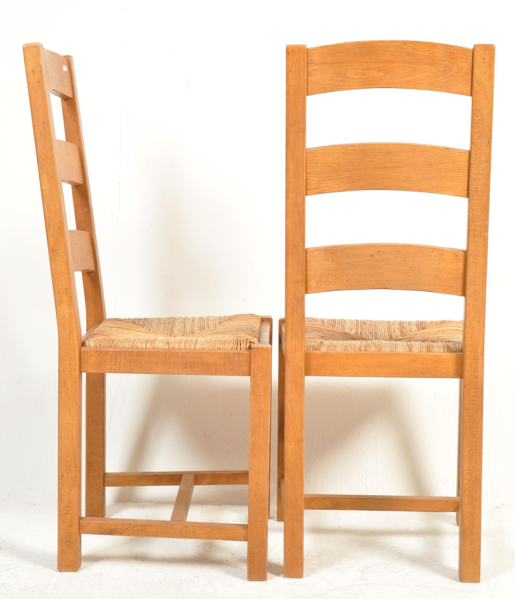 SET OF SIX FRENCH REVIVAL BEECH AND ELM LADDERBACK DINING CHAIRS - Image 8 of 8