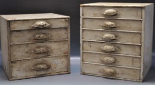 TWO VINTAGE 20TH CENTURY SHABBY CHIC SPECIMEN DRAWERS