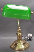 20TH CENTURY BRASS AND GLASS BANKERS LAMP
