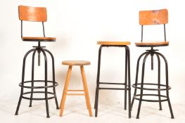 COLLECTION OF FOUR VINTAGE 20TH CENTURY CIRCA 1970'S AND 1990'S INDUSTRIAL LABORATORY STYLE STOOLS