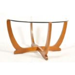 MID 20TH CENTURY G-PLAN STYLE TEAK WOOD AND GLASS COFFEE TABLE