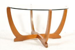 MID 20TH CENTURY G-PLAN STYLE TEAK WOOD AND GLASS COFFEE TABLE