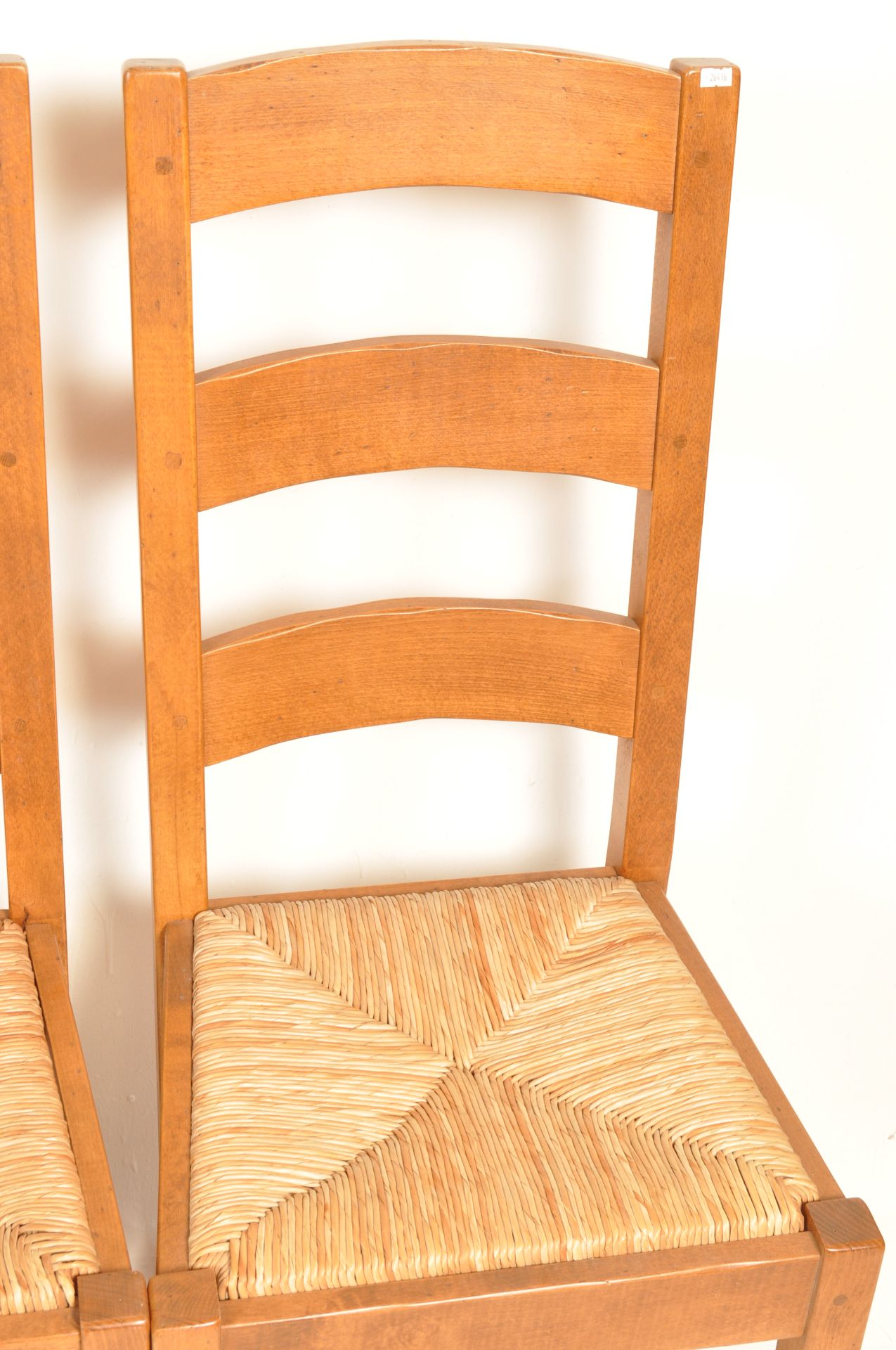 SET OF SIX FRENCH REVIVAL BEECH AND ELM LADDERBACK DINING CHAIRS - Image 3 of 8