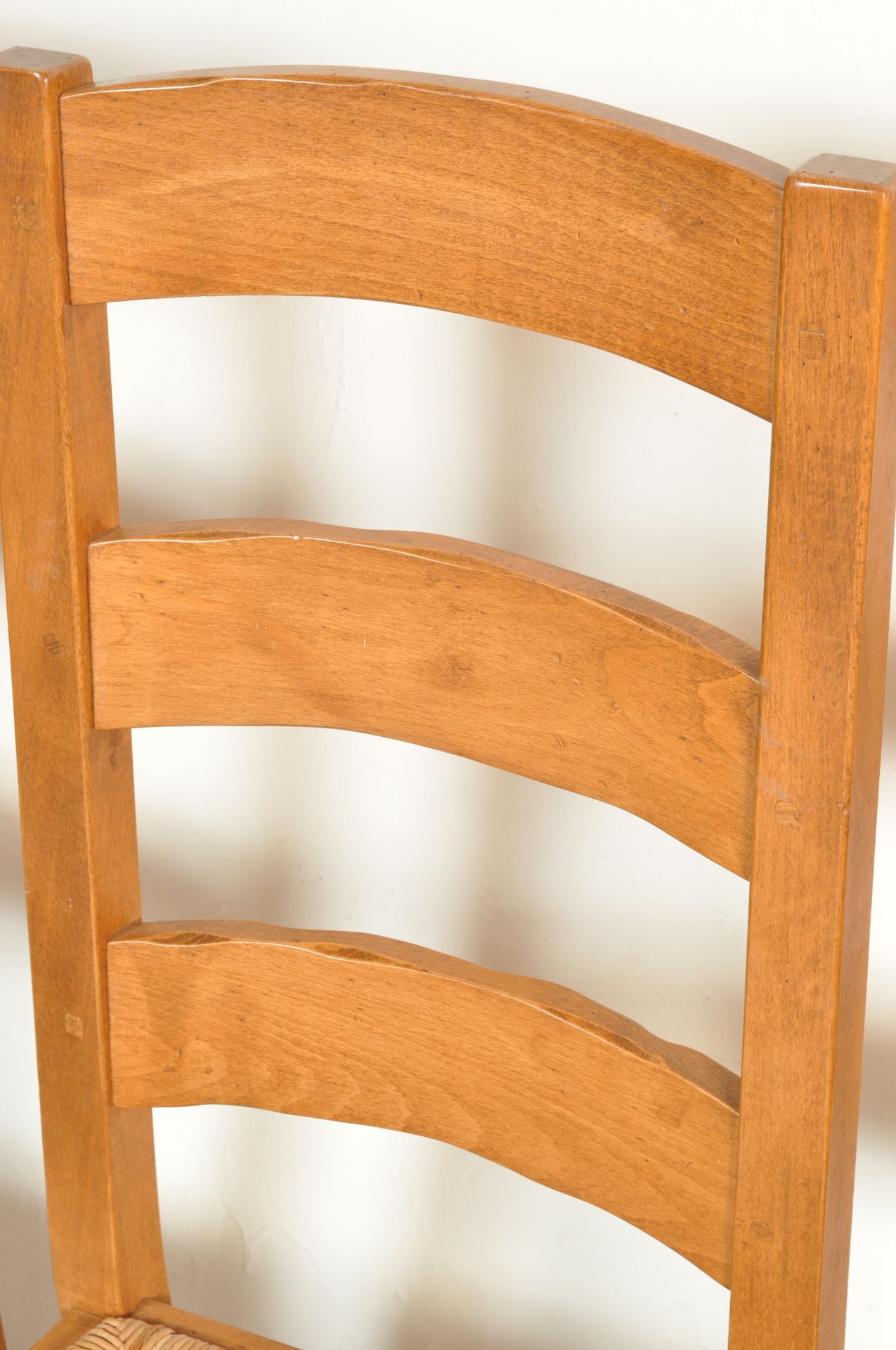 SET OF SIX FRENCH REVIVAL BEECH AND ELM LADDERBACK DINING CHAIRS - Image 5 of 8