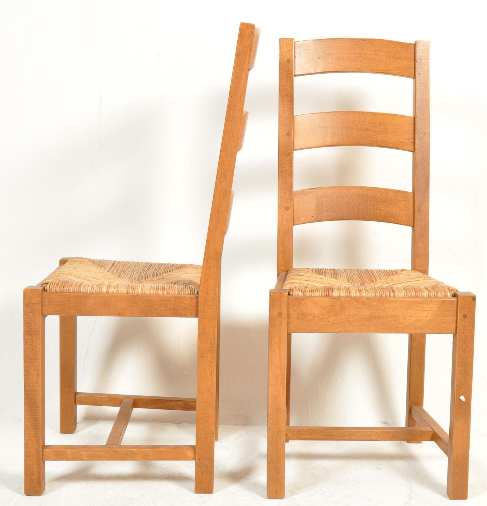 SET OF SIX FRENCH REVIVAL BEECH AND ELM LADDERBACK DINING CHAIRS - Image 7 of 8