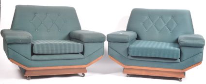 MID CENTURY DANISH PAIR OF ARMCHAIRS / LOUNGE CHAIRS