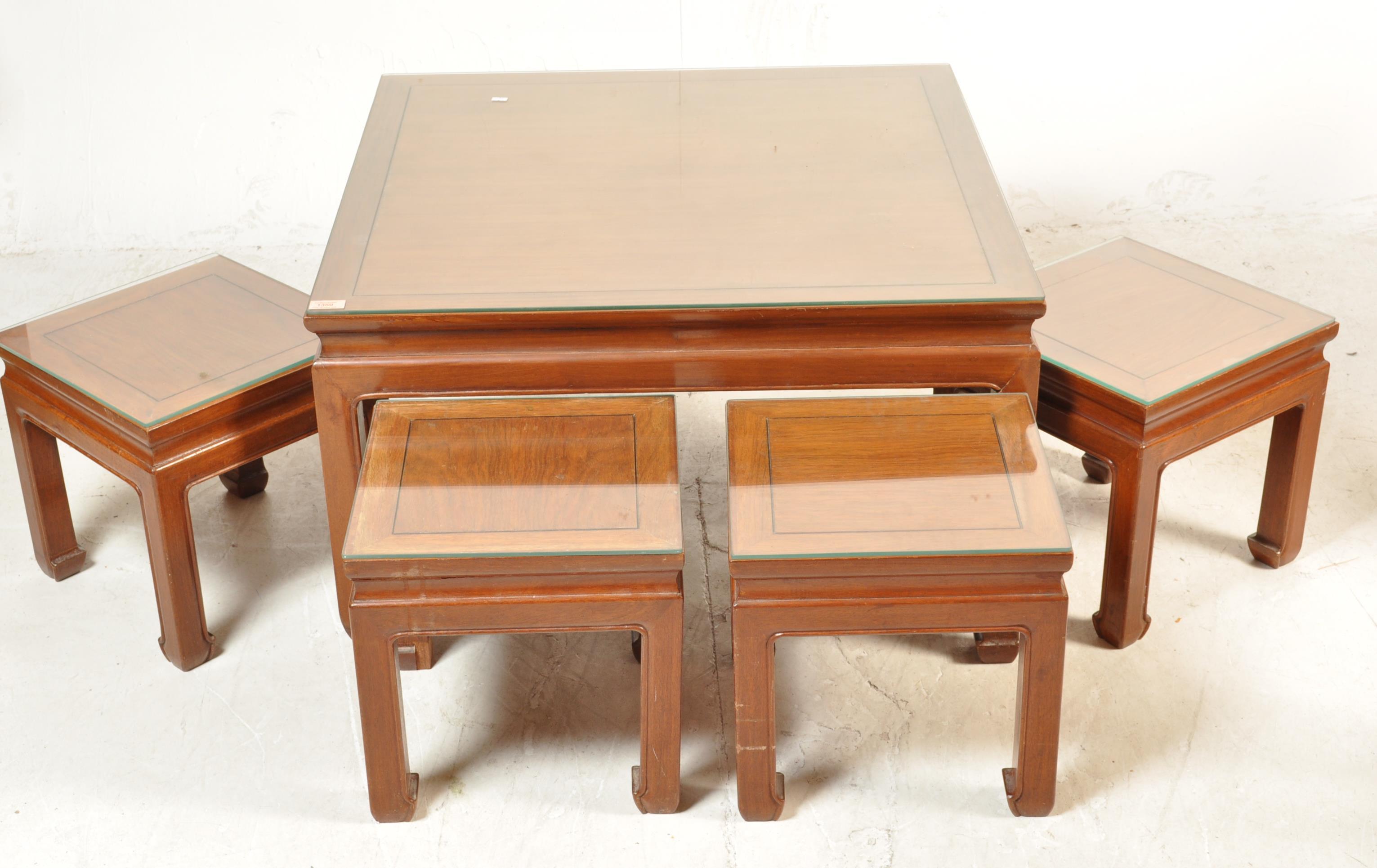 CHINESE ORIENTAL HARD WOOD NEST OF TABLES - Image 2 of 8