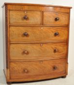 19TH CENTURY VICTORIAN MAHOGANY BOW FRONT 2 OVER 3 CHEST OF DRAWERS