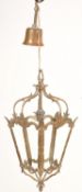 EARLY 20TH CENTURY BRASS WORKED HANGING CEILING LIGHT