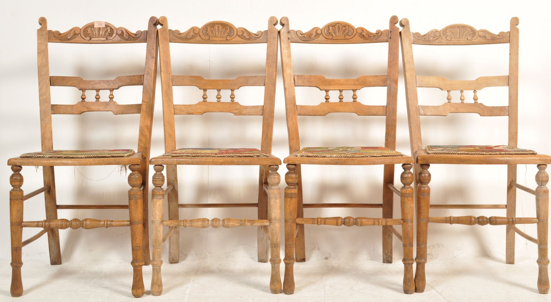 MATCHING SET OF FOUR EDWARDIAN OAK DINING CHAIRS - Image 3 of 8