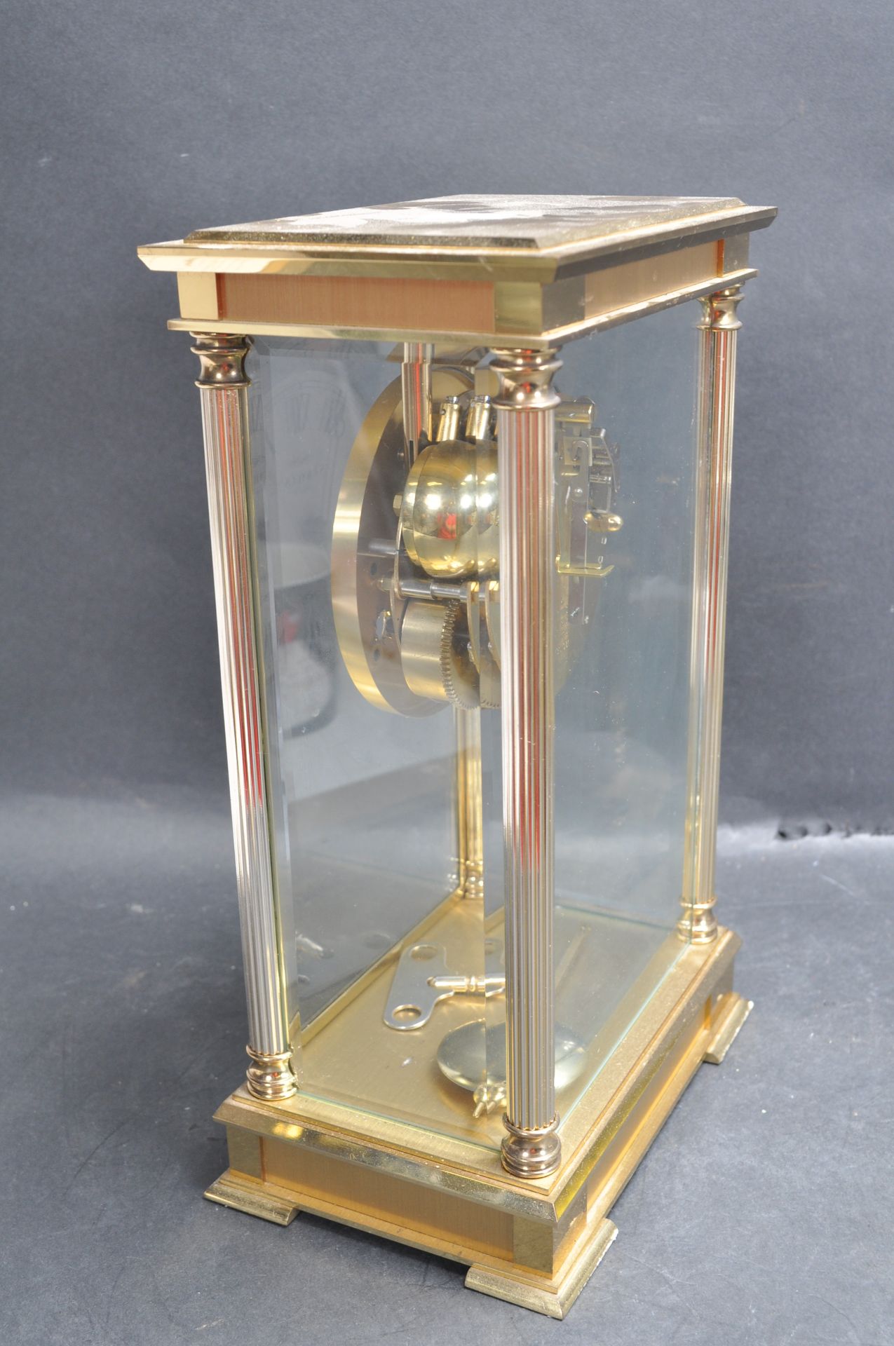 LARGE 20TH CENTURY SEWILLS BRASS CARRIAGE CLOCK. - Image 4 of 7