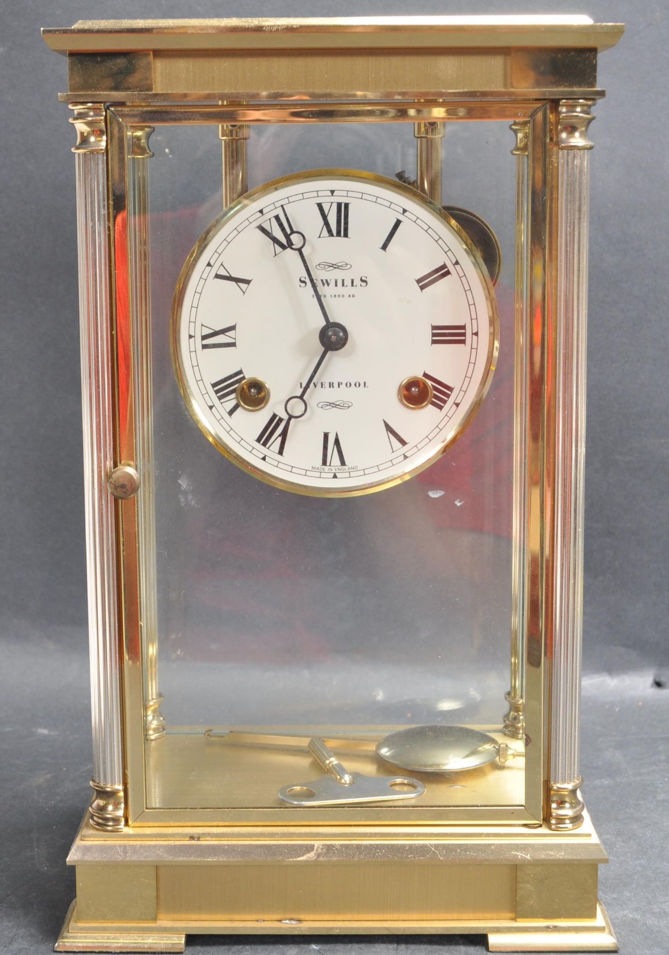 LARGE 20TH CENTURY SEWILLS BRASS CARRIAGE CLOCK.